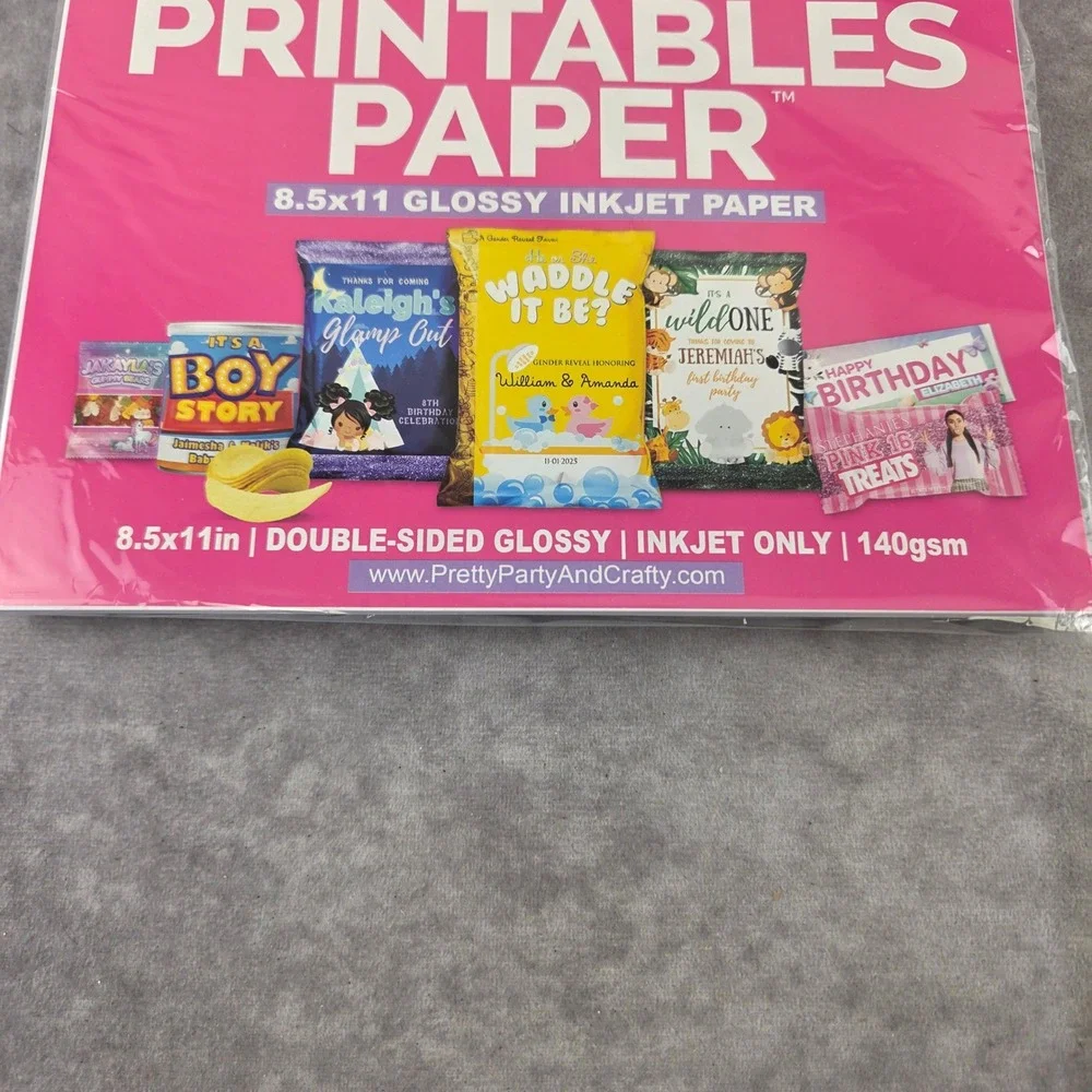 Pretty Party & Crafty 200ct 8.5x11 Double Sided Glossy Inkjet Paper 37lb 140gsm